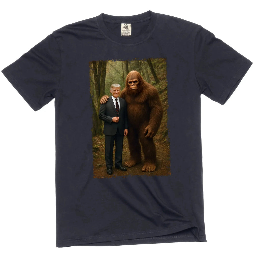 Trump and Bigfoot funny political DJT Tee Shirt Men's republican party tee
