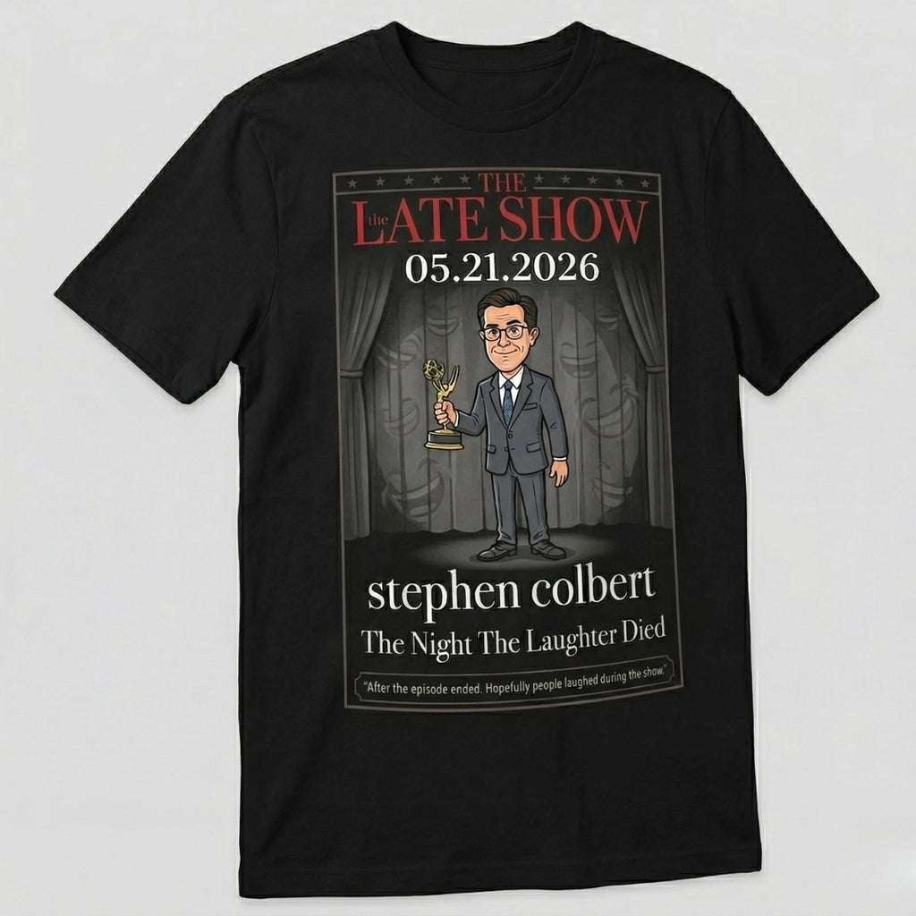 Midnight Talk Show Host Graphic Tee Black Cotton Shirt Cartoon Style Comedy Fan