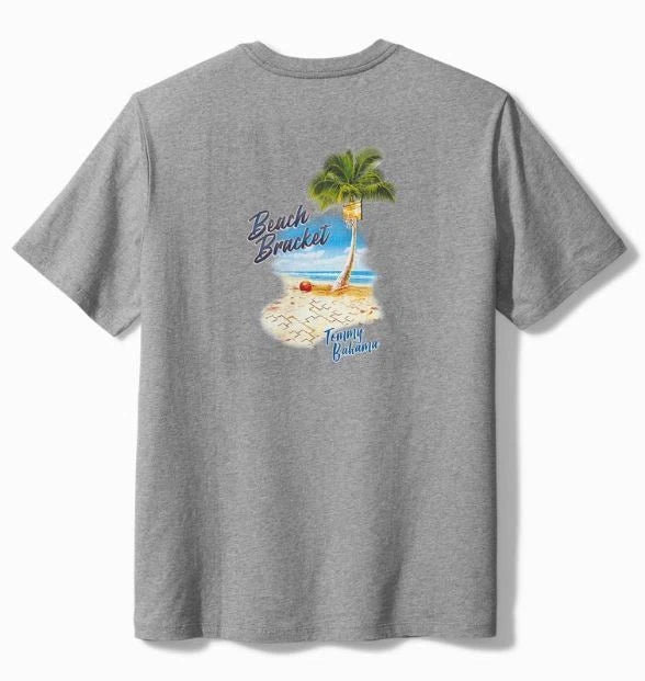 Tommy Bahama Men's T-Shirt -Beach Bracket-Gray & White -100% Cotton - NEW