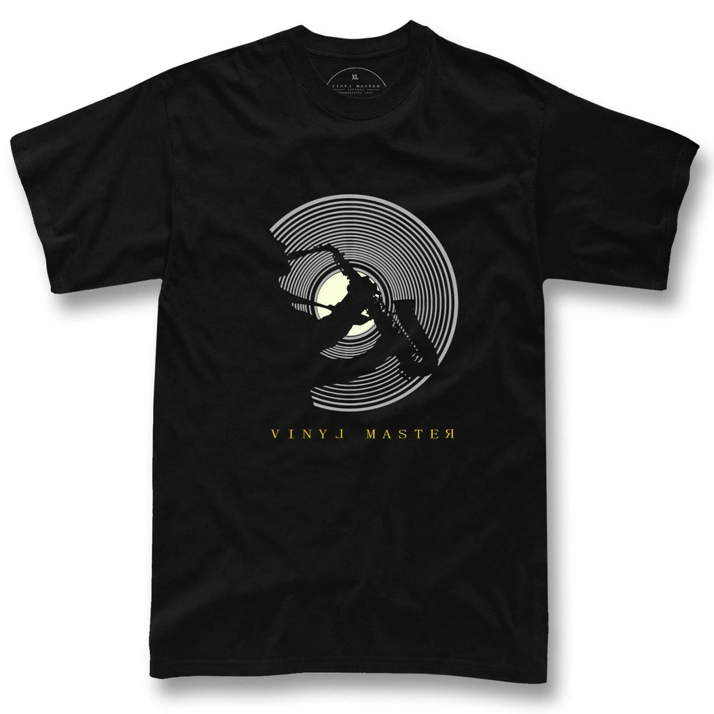 vinyl disc t shirt turntable technics record saxophone 80's tshirt