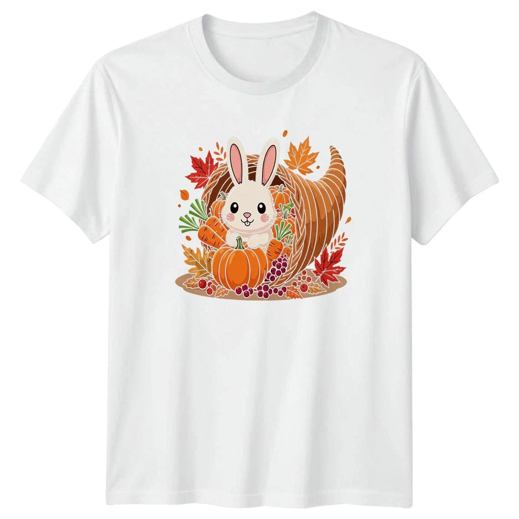 Cute Bunny Harvest Cornucopia T-Shirt Autumn Thanksgiving Day Gift