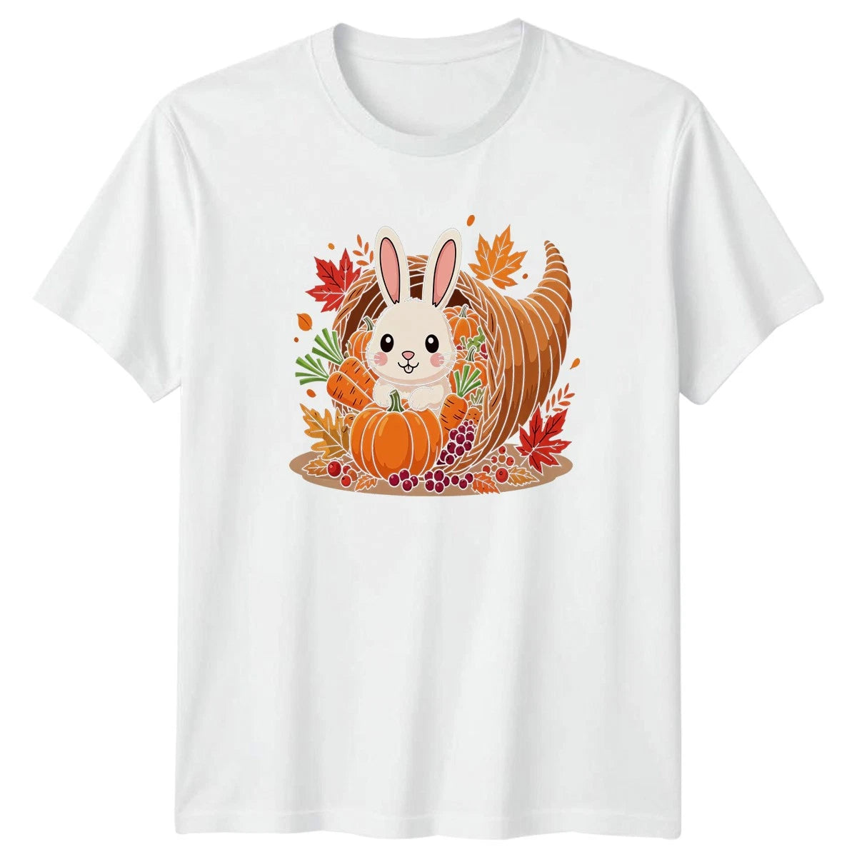 Cute Bunny Harvest Cornucopia T-Shirt Autumn Thanksgiving Day Gift