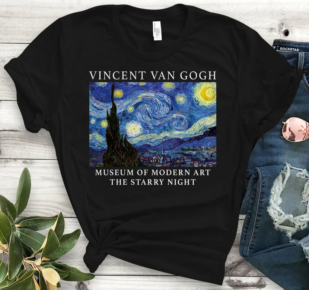 Starry Night T-shirt Van Gogh Art Artist Gift Vincent Van Gogh Art  Unisex Tee