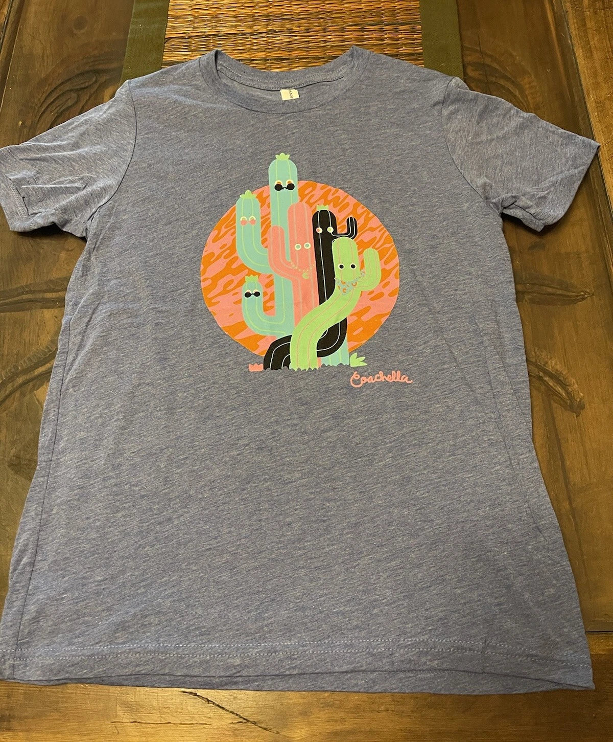 NEW Official Coachella Music & Arts Festival Cactus Blue Youth Large T Shirt