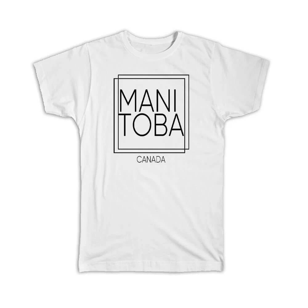 Gift T-Shirt : MANITOBA Canada Square Modern Minimalist Font