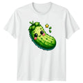 Cute Kawaii Cucumber Happy Face Star T-Shirt Vegetable Food Gift For Him And Her