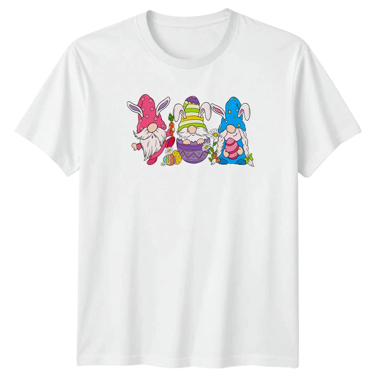 Three Cute Gnomes Wearing Bunny T-Shirt Gnomes Easter Easter Gift