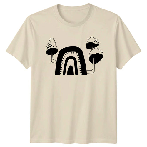 Boho Mushroom Rainbow Abstract Art T-Shirt Whimsical Fungi Nature Lovers