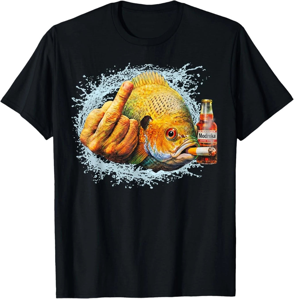 Smoking Bluegill Middle Finger Meme Funny Meme Gen Z T-Shirt