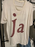 Vintage JAMES t-shirt 1990 White over size shirt with oxblood lettering
