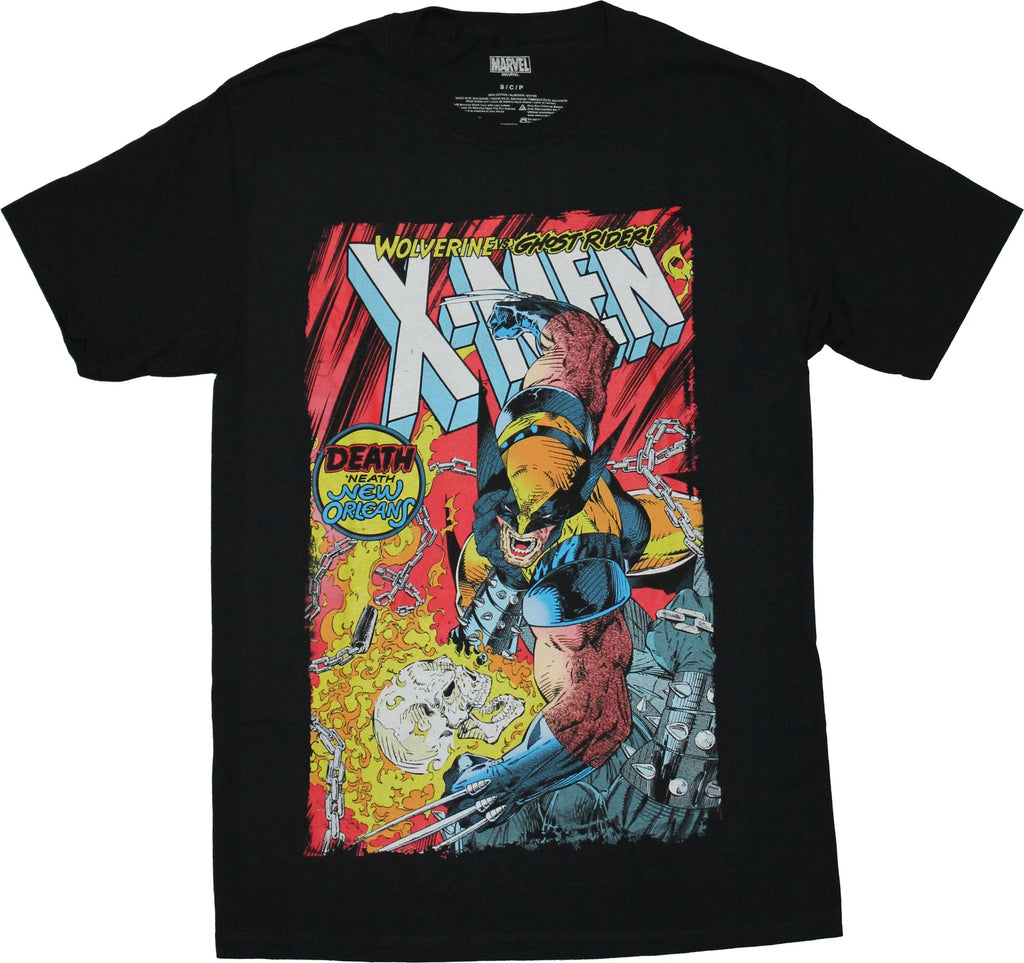 X-Men New Adult T-Shirt - Wolverine Battles Ghost Rider Cover