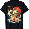 Cat Eating Ramen Noodles Kawaii Anime Manga Japanese Cat Unisex T-Shirt