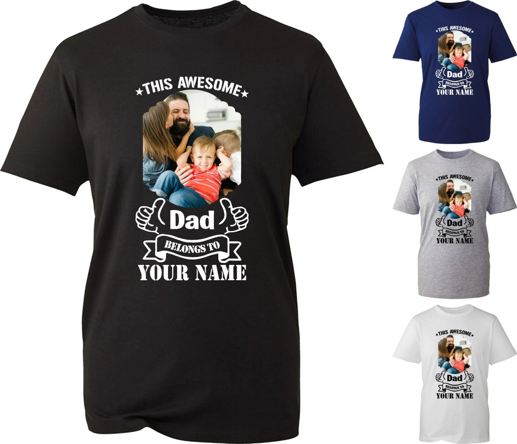 Personalised This Awesome Dad Father's Day Tshirt Your Name & Photo Gift Tee Top