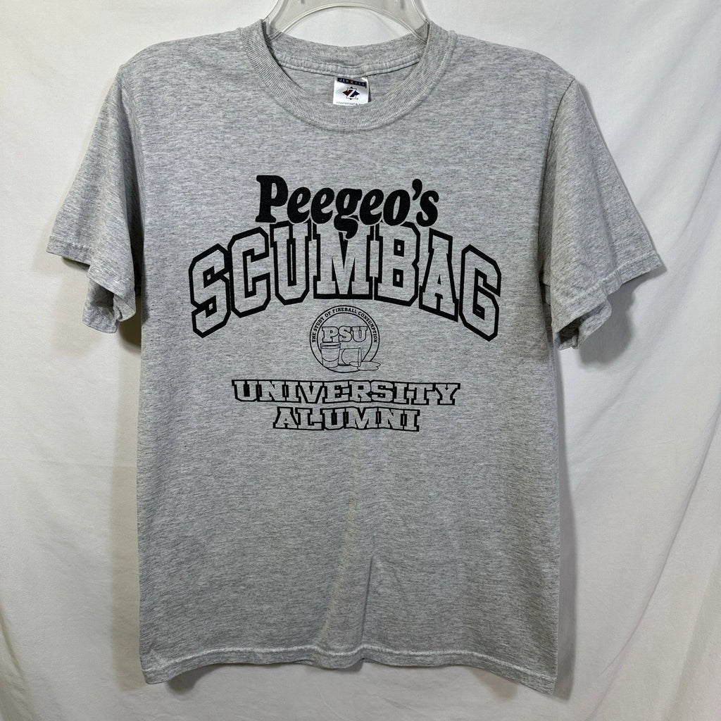 Peegeo's Scumbag University Alumni Distressed Small T-Shirt Beer Appetizer TC Mi