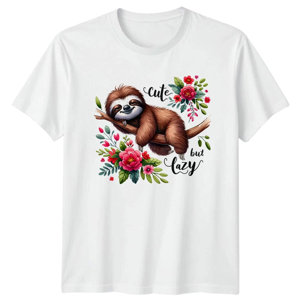 Cute But Lazy Womens T-Shirt Sloth Lover Animal Birthday Gift For Her