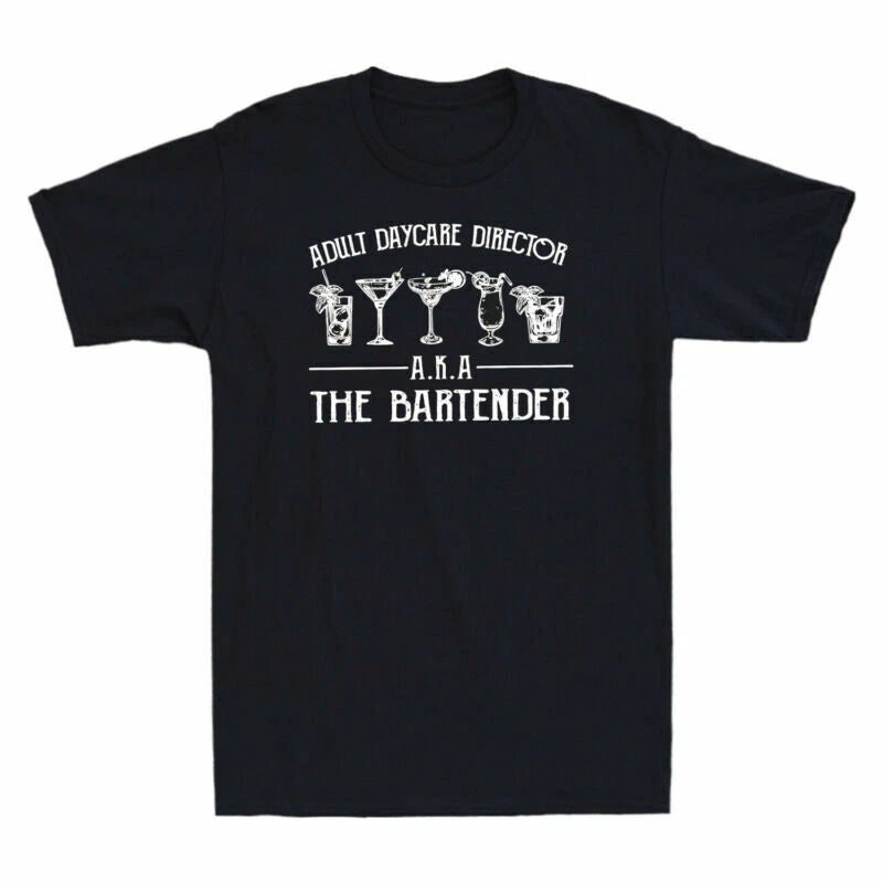 Adult Bartending Shirt Aka Tee Bartender Retro T Cocktail Director Daycare Shirt