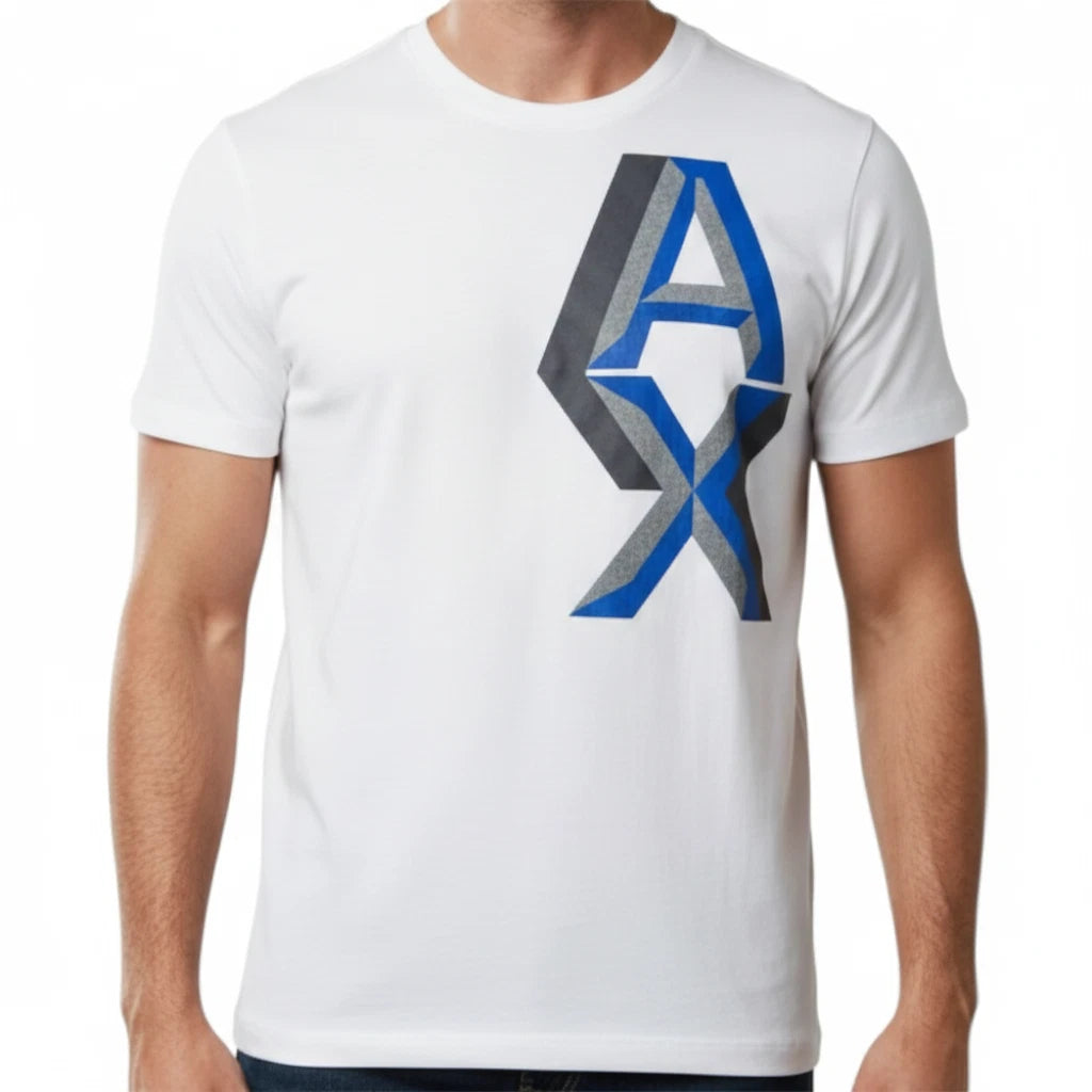 $50 ARMANI EXCHANGE White AX-09 Short Sleeve Slim Fit Designer Mens T-shirt NWT