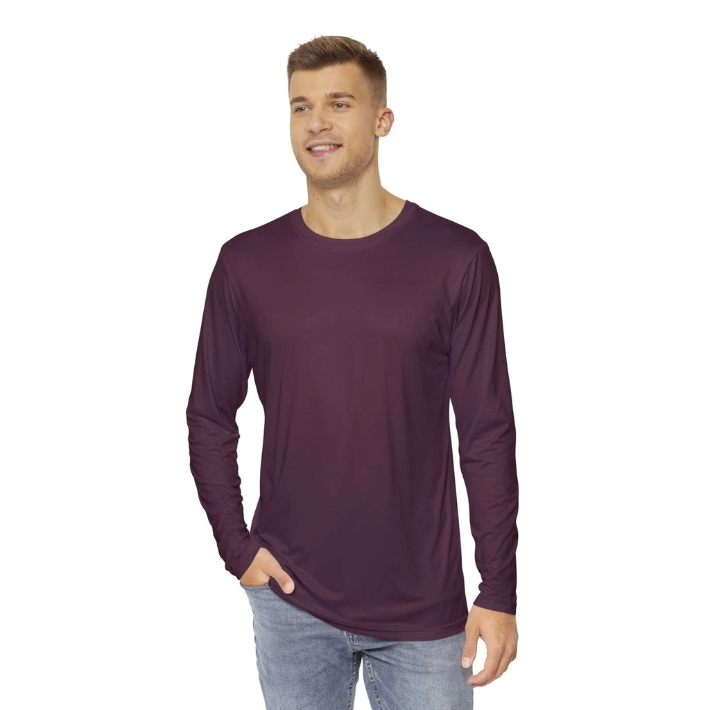 Reddish Purple Stylish Men's Long Sleeve Shirt for Casual Wear, Trendy Fashion