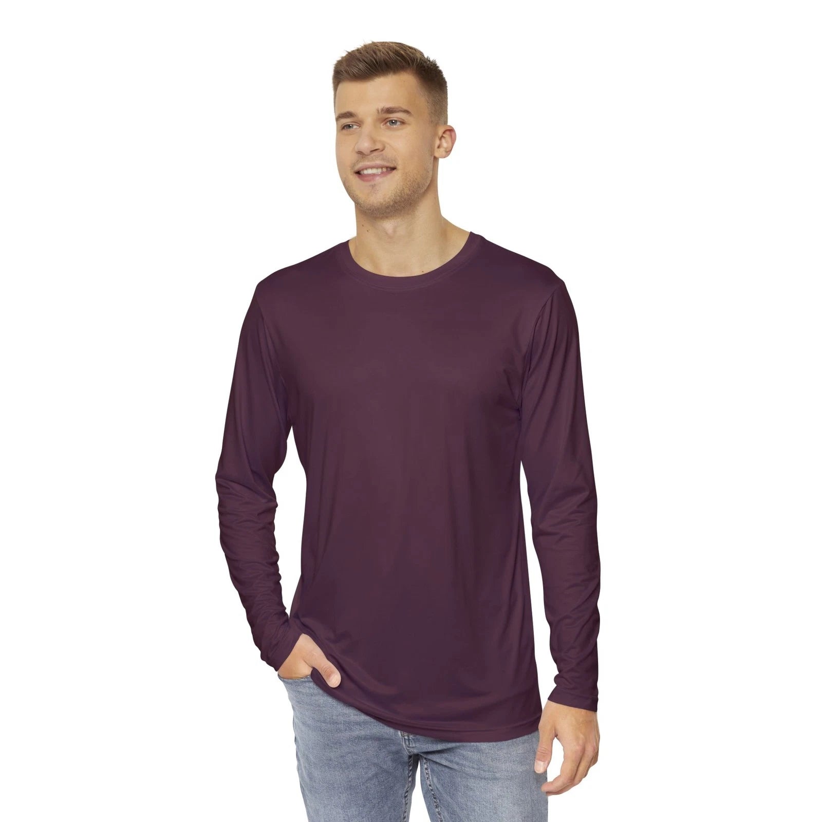 Reddish Purple Stylish Men's Long Sleeve Shirt for Casual Wear, Trendy Fashion