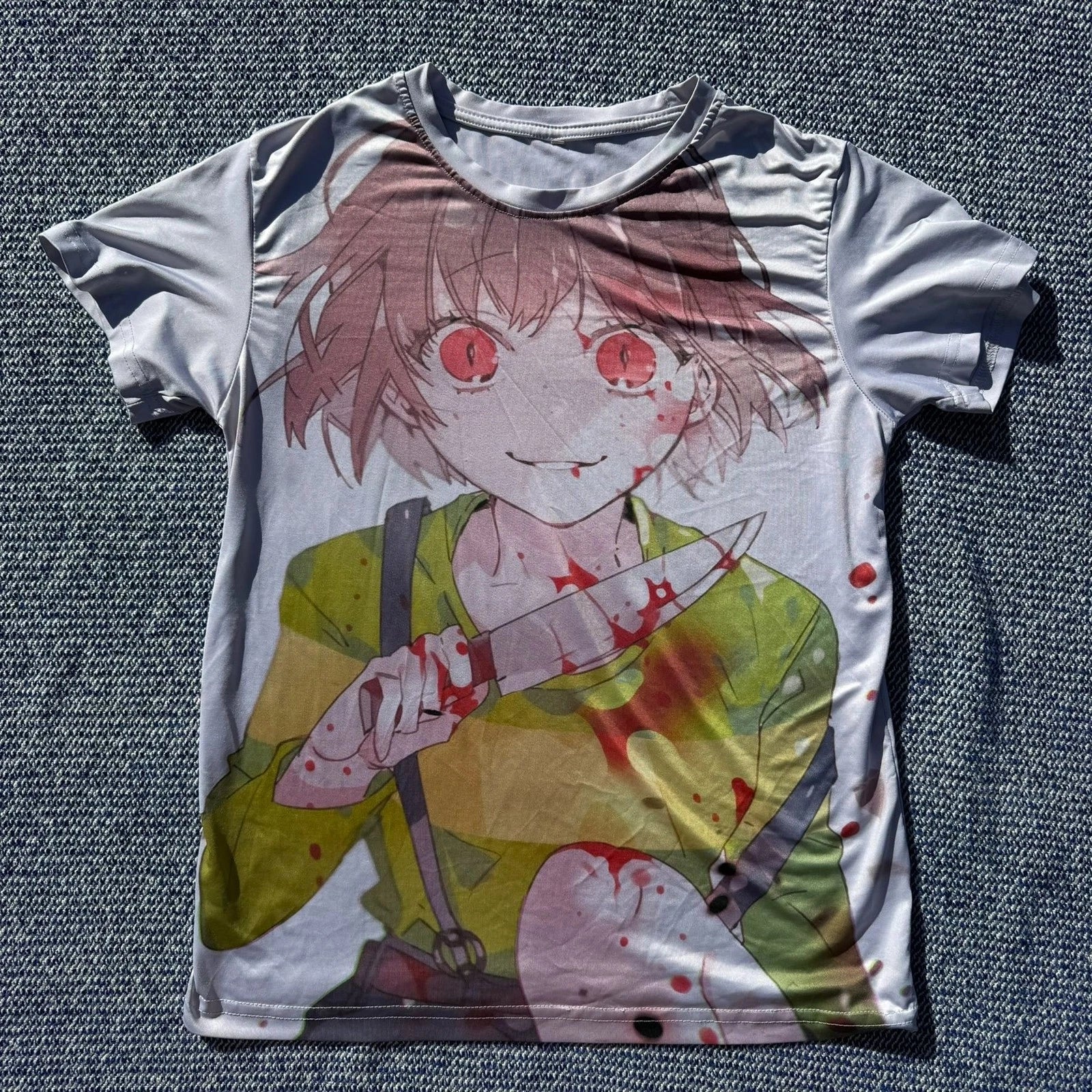 Anime-Inspired Unisex T-Shirt With Dark Aesthetic Knife-Wielding Girl Small Uni