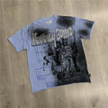 First Row American-style street-style glitter-letter-print short-sleeved T-shirt