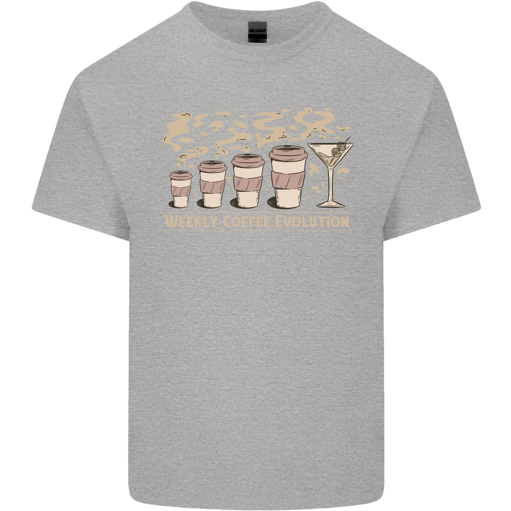 Funny Weekly Coffee to Alcohol Evolution Wine Mens Light Cotton T-Shirt