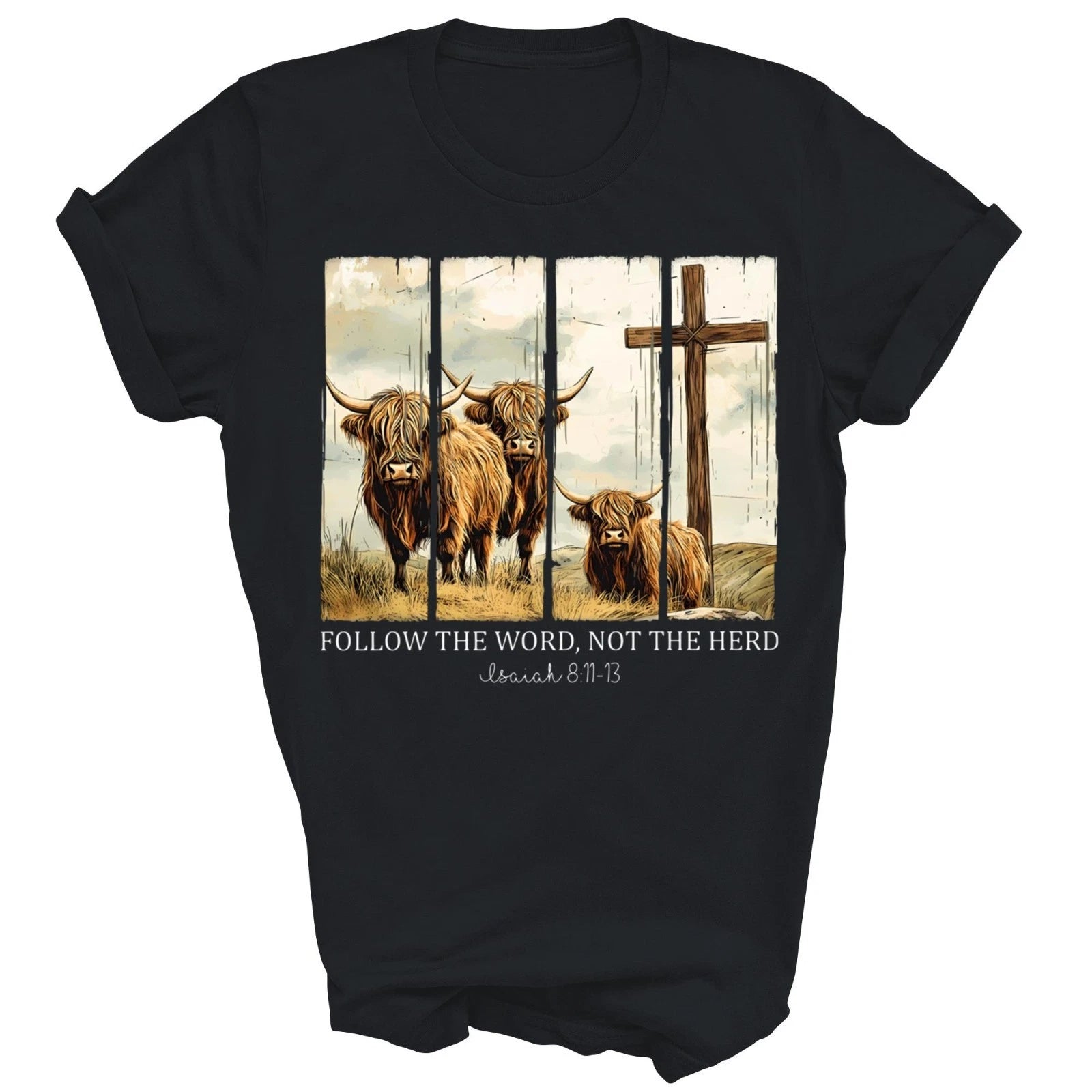 Follow The Word Not The Herd Christian Highland Cow Unisex Shirt Gift