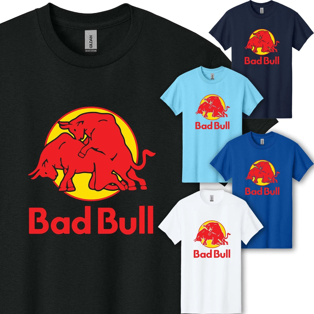 Bad Bull Strong Animal Funny Parody Mens T-Shirt Sarcastic Humor USA Graphic Tee