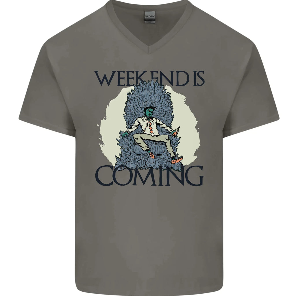Weekend Funny Beer Cider Wine Alcohol Gin Mens V-Neck Cotton T-Shirt