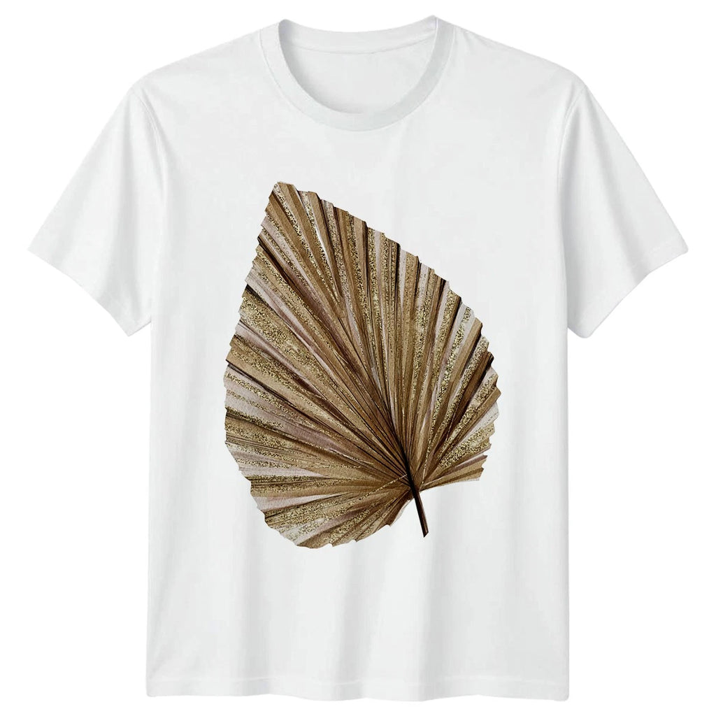 Boho Chic Dried Palm Leaf Glitter T-Shirt Tropical Botanical Birthday Gift