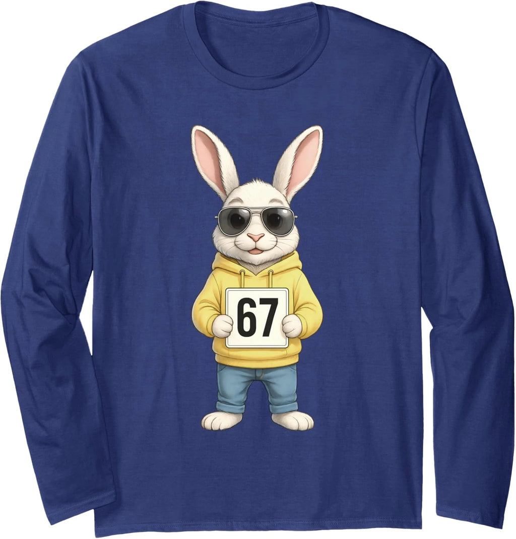 Six Seven Rabbit Meme 6 7 Funny Easter Day Long Sleeve T-Shirt