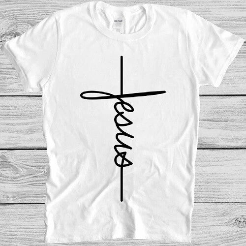Jesus T Shirt Christian Religious Signature Cross Love Cool Gift Tee M189