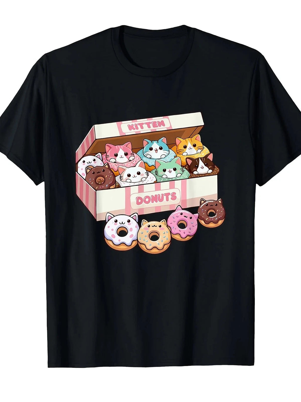 Kawaii Kitten Donuts T-Shirt | Cute Cat Pastry Bakery Graphic Tee