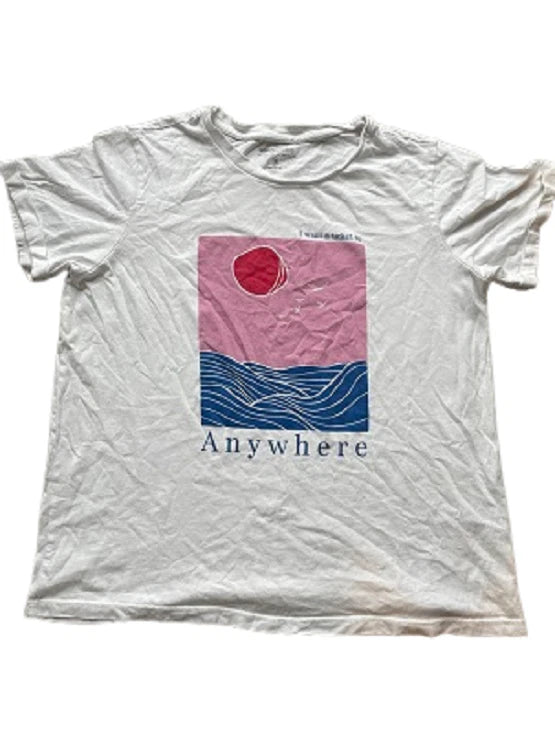 Vintage y2k Anywhere graphics print white tshirt size M| SKU 297