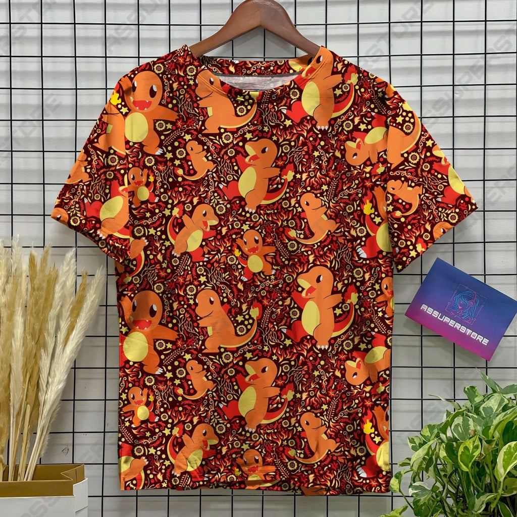 Charmander Kawaii Funny Tshirt Charmander Dragon Fire Design Tshirt Friend Shirt