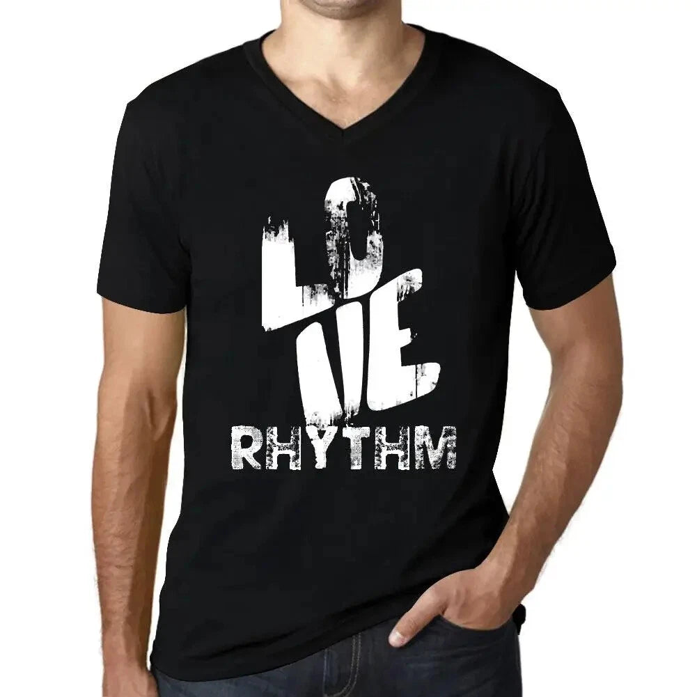 Men's Graphic T-Shirt V Neck Love Rhythm Eco-Friendly Limited Edition