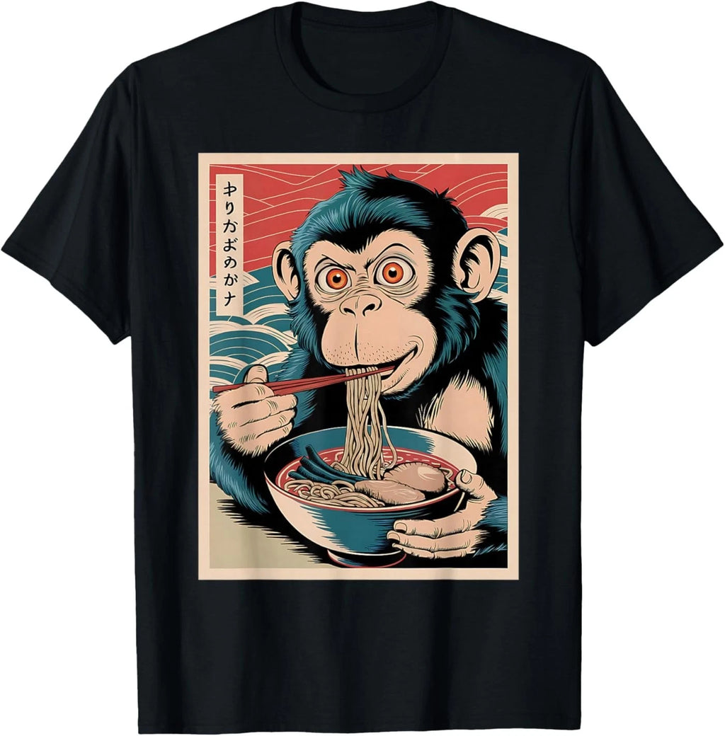 Ramen Japanese Funny Kawaii Monkey Graphic Mens Gifts Anime T-Shirt