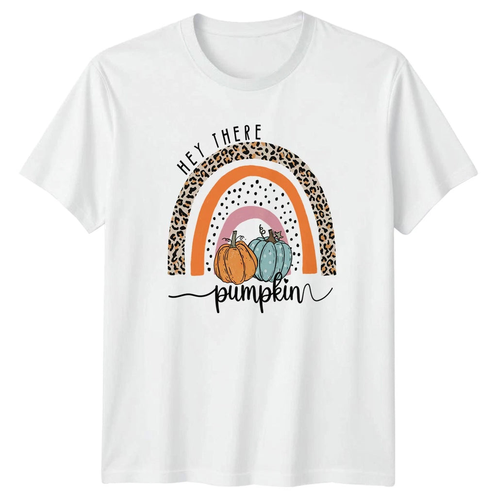Hey There Pumpkin Womens T-Shirt Boho Leopard Rainbow Fall