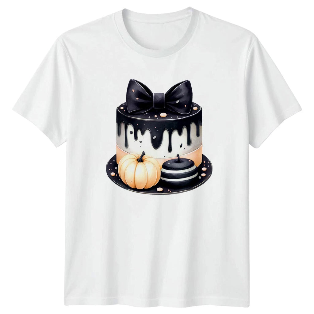 Coquette Halloween Cake Bow Womens T-Shirt Coquette Halloween Gift For Her