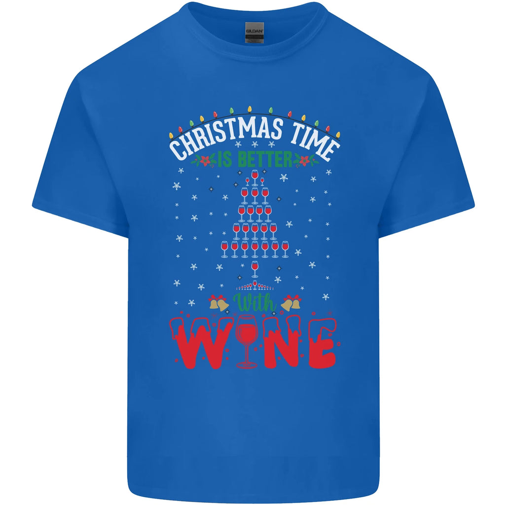 Christmas Better With Wine Funny Alcohol Mens Cotton T-Shirt Tee Top