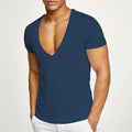 Hot Sale Comfort T-Shirts Gym Wear Ice Silk Men Short Sleeve Summer V-Neck