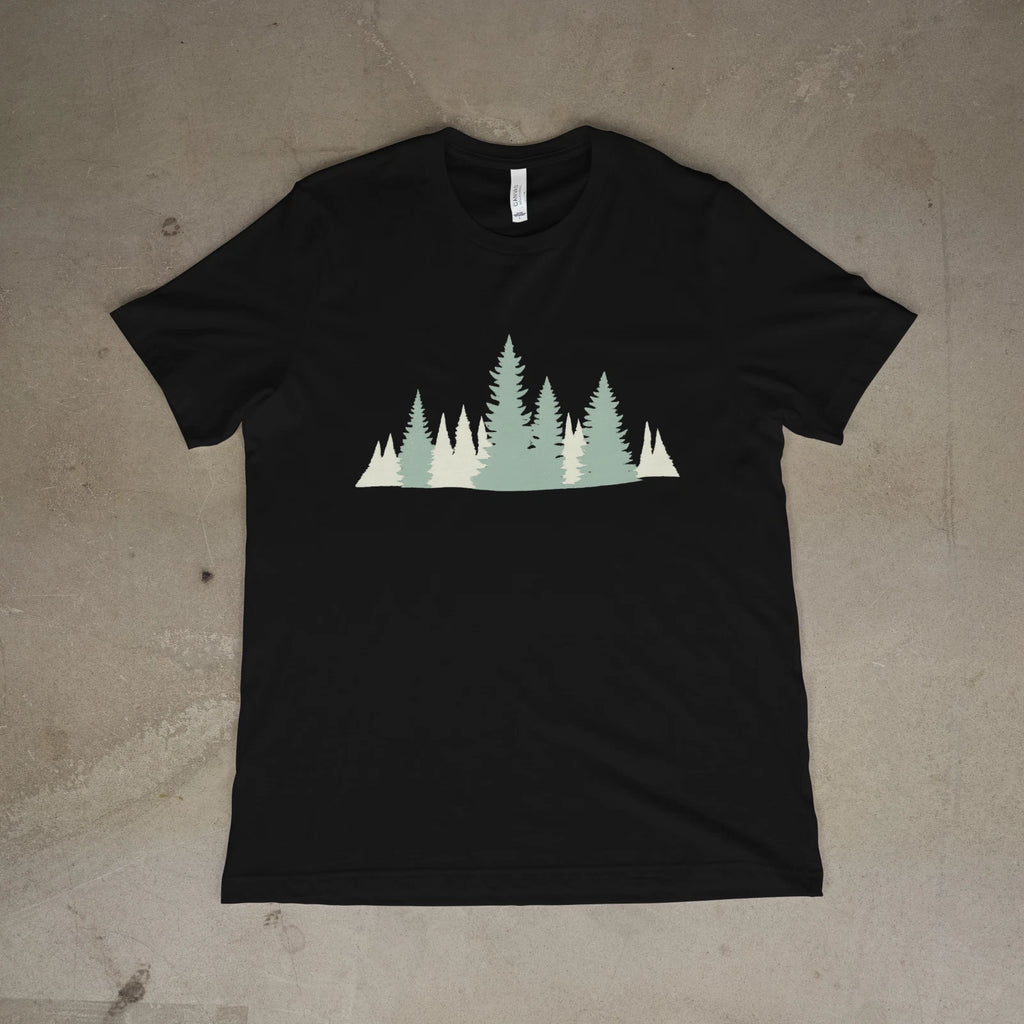 Pastel Pine Forest Minimalist Nature Trees Outdoor Unisex T-Shirt