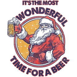 Adult T-Shirt - THE MOST WONDERFUL TIME FOR A BEER - SANTA CHRISTMAS fun