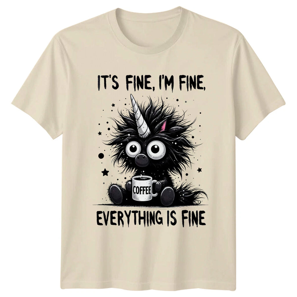 Its Fine Im Fine Unicorn Coffee Animal Mens T-Shirt Womens Tee Graphic Tee