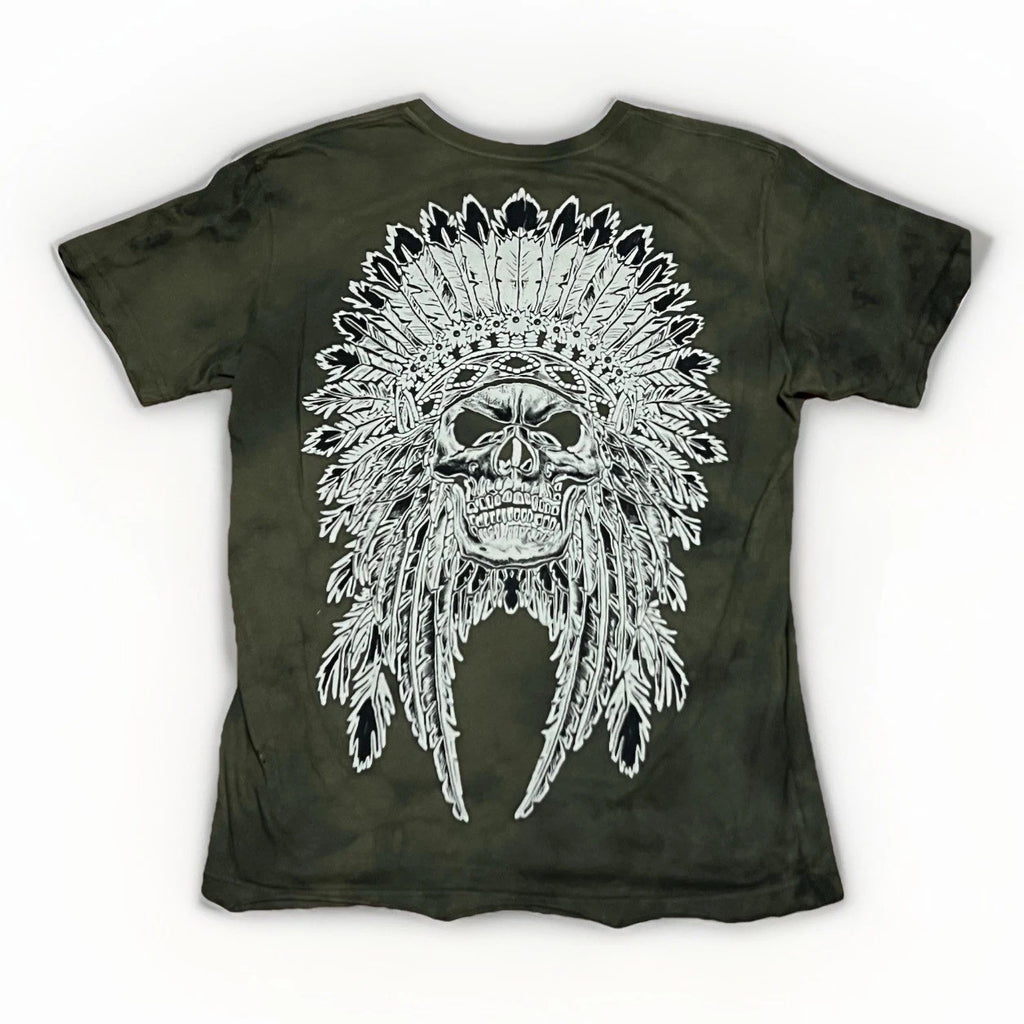 Affliction Tribal Skull Grunge Skater Shirt Excellent Conditions Small Y2K