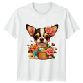 Cute Chihuahua Dog With Flowers Womens T-Shirt Pet Lover Animal Mothers Day Gift
