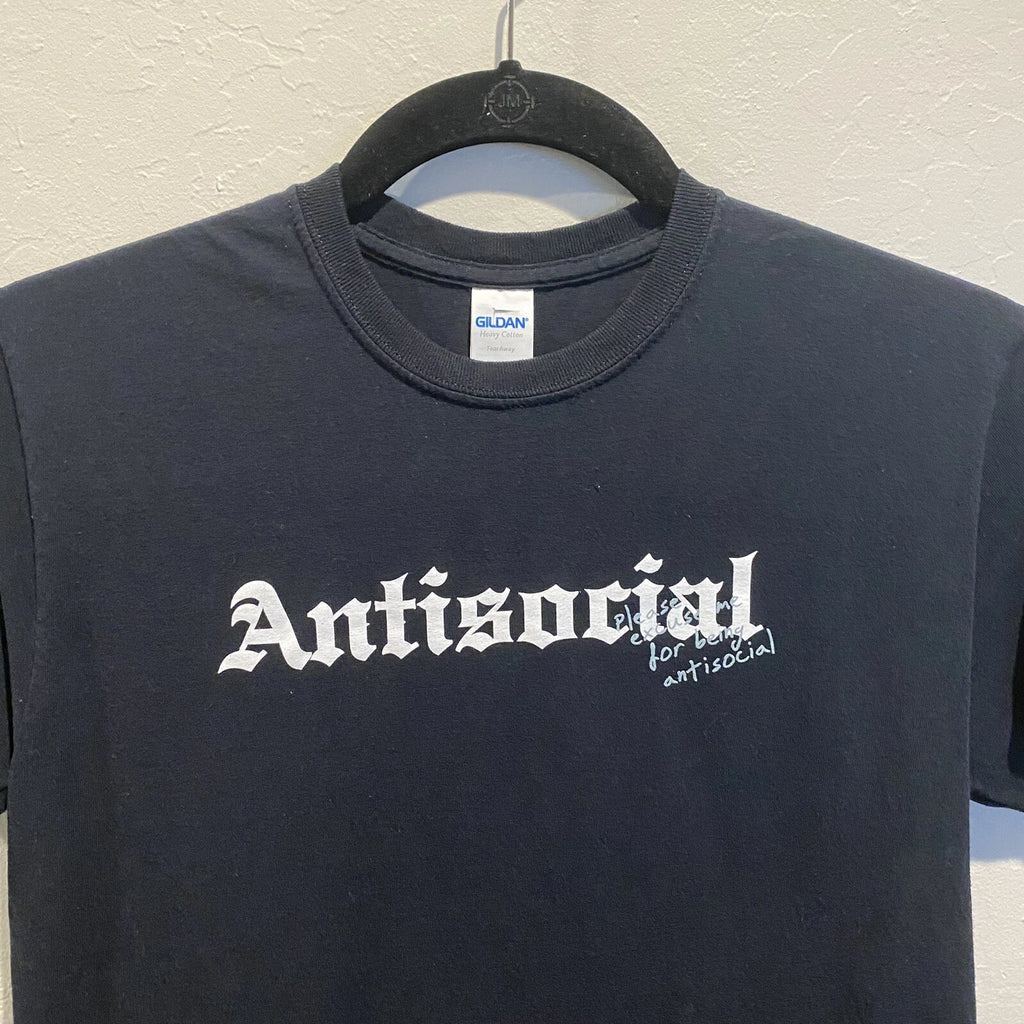 AntiSocial Tshirt Black Short Sleeve Gildan Cotton Introvert Graphic Print