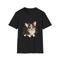 Dog Corgi Cute Kawaii Cartoon Illustrated Black Tee Graphic T-Shirt