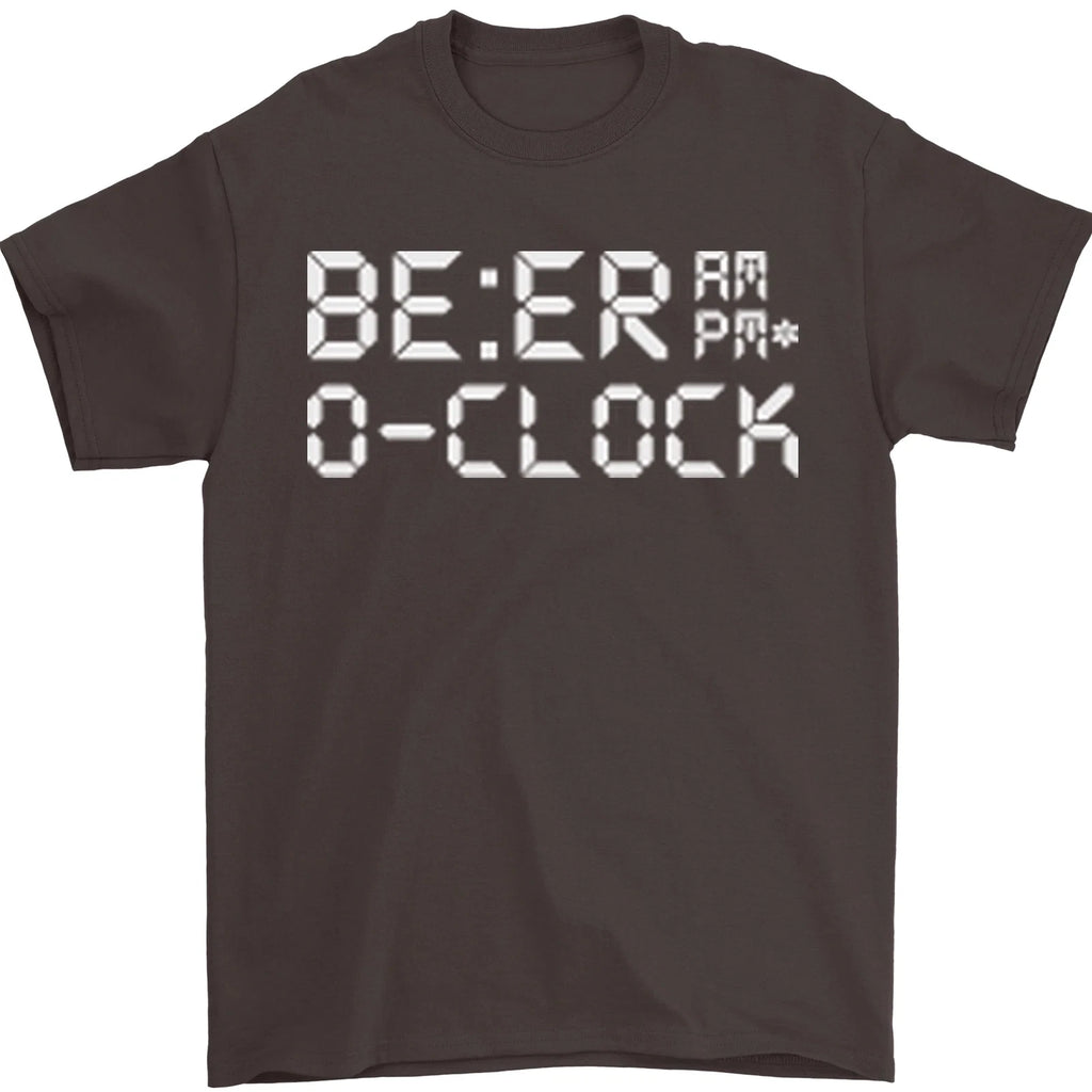 Beer OClock Funny Alcohol Drunk Humor Mens T-Shirt 100% Cotton