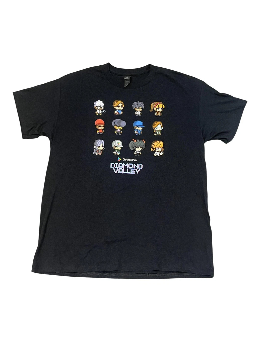 Gildan Shirt Mens Large Black Google Play Diamond Valley Pixel Art Graphic Tee